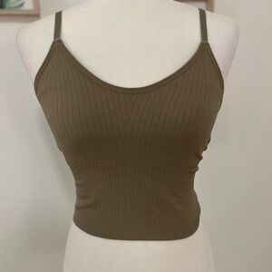 Shein Brown Ribbed Tank Top Crop Top Women’s Size Small